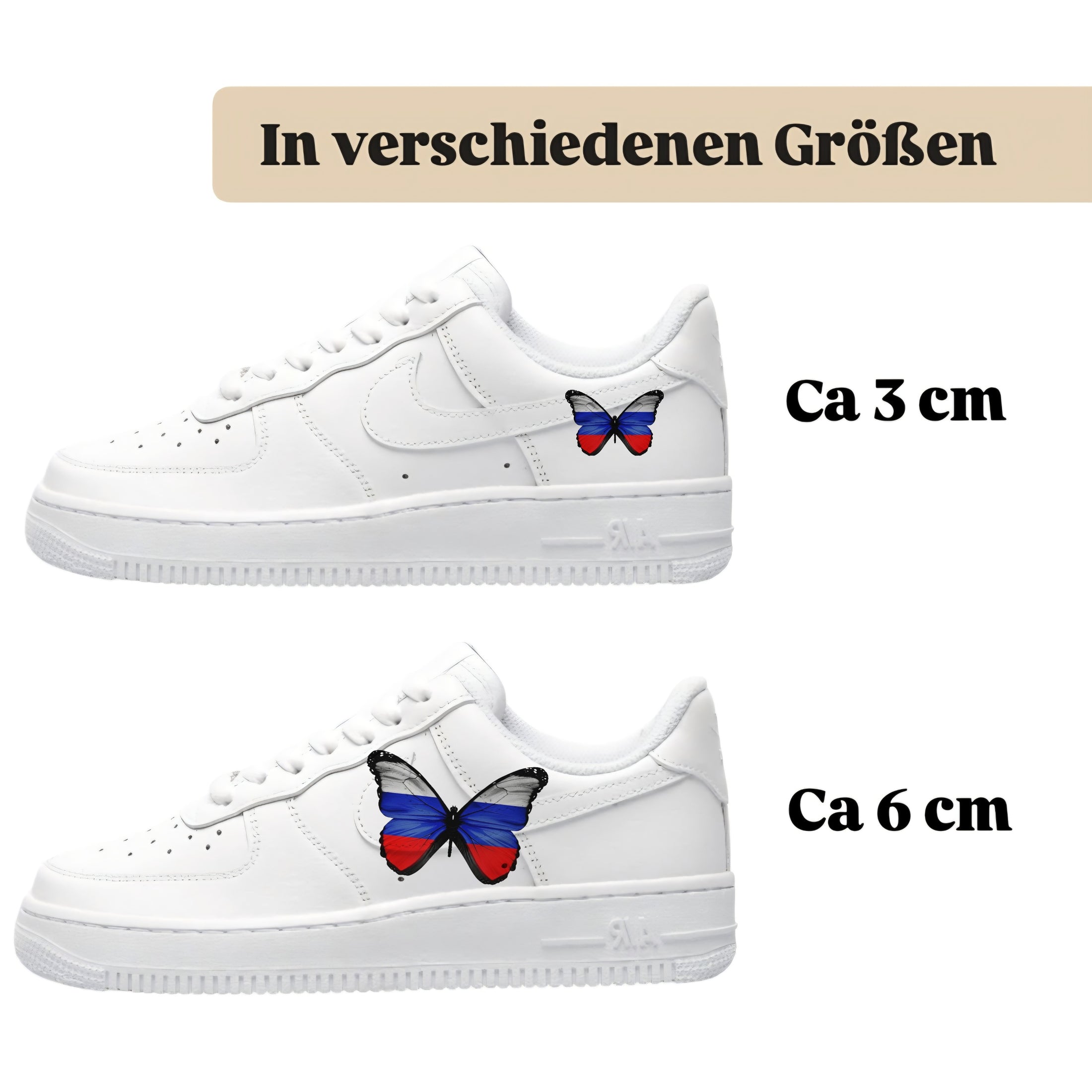Bügelbild für verschiedene Schuhe Nike Adidas Schmetterling Russland