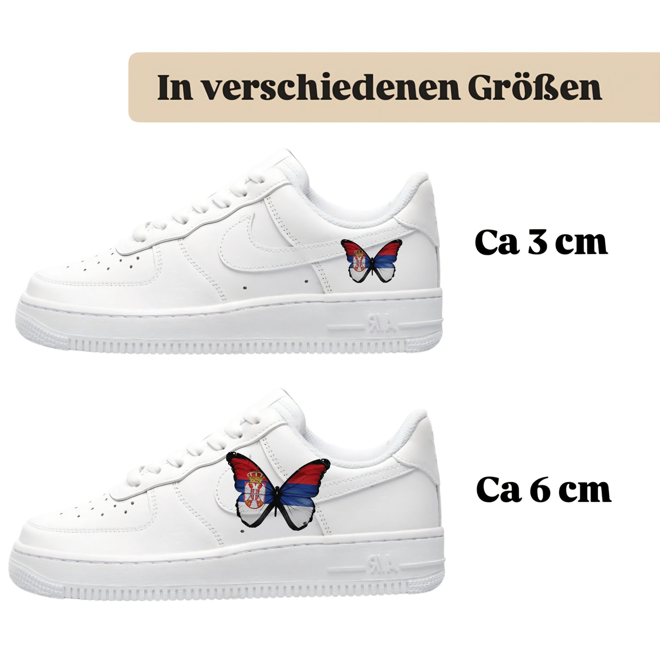 Bügelbild für verschiedene Schuhe Nike Adidas Schmetterling Serbien