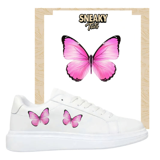 Bügelbild für verschiedene Schuhe Nike Adidas Schmetterling Pink