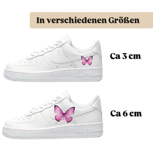 Bügelbild für verschiedene Schuhe Nike Adidas Schmetterling Pink