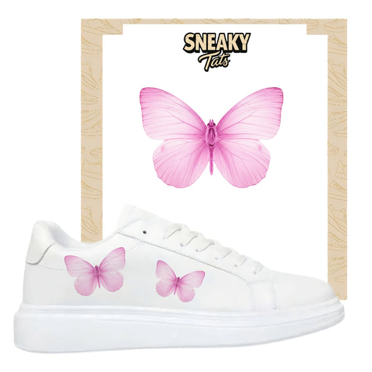 Bügelbild für verschiedene Schuhe Nike Adidas Schmetterling Rosa