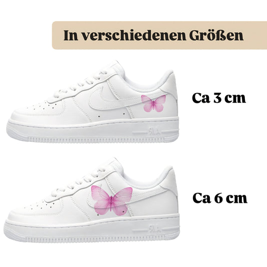 Bügelbild für verschiedene Schuhe Nike Adidas Schmetterling Rosa