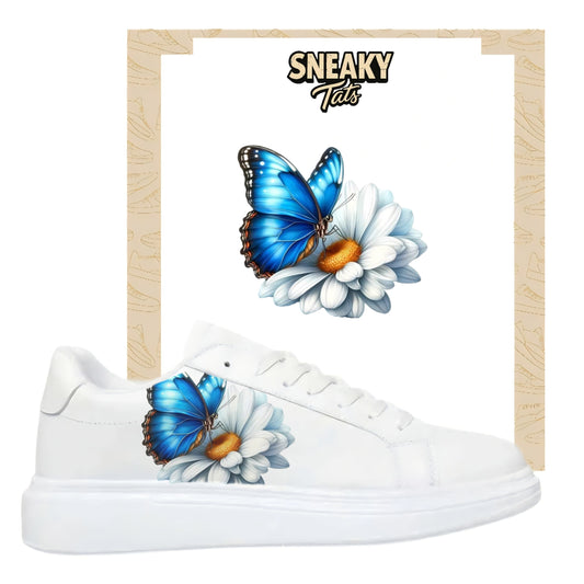 Bügelbilder einzigartige für viele verschiedene Schuhe Schmetterling mit Gänseblümchen