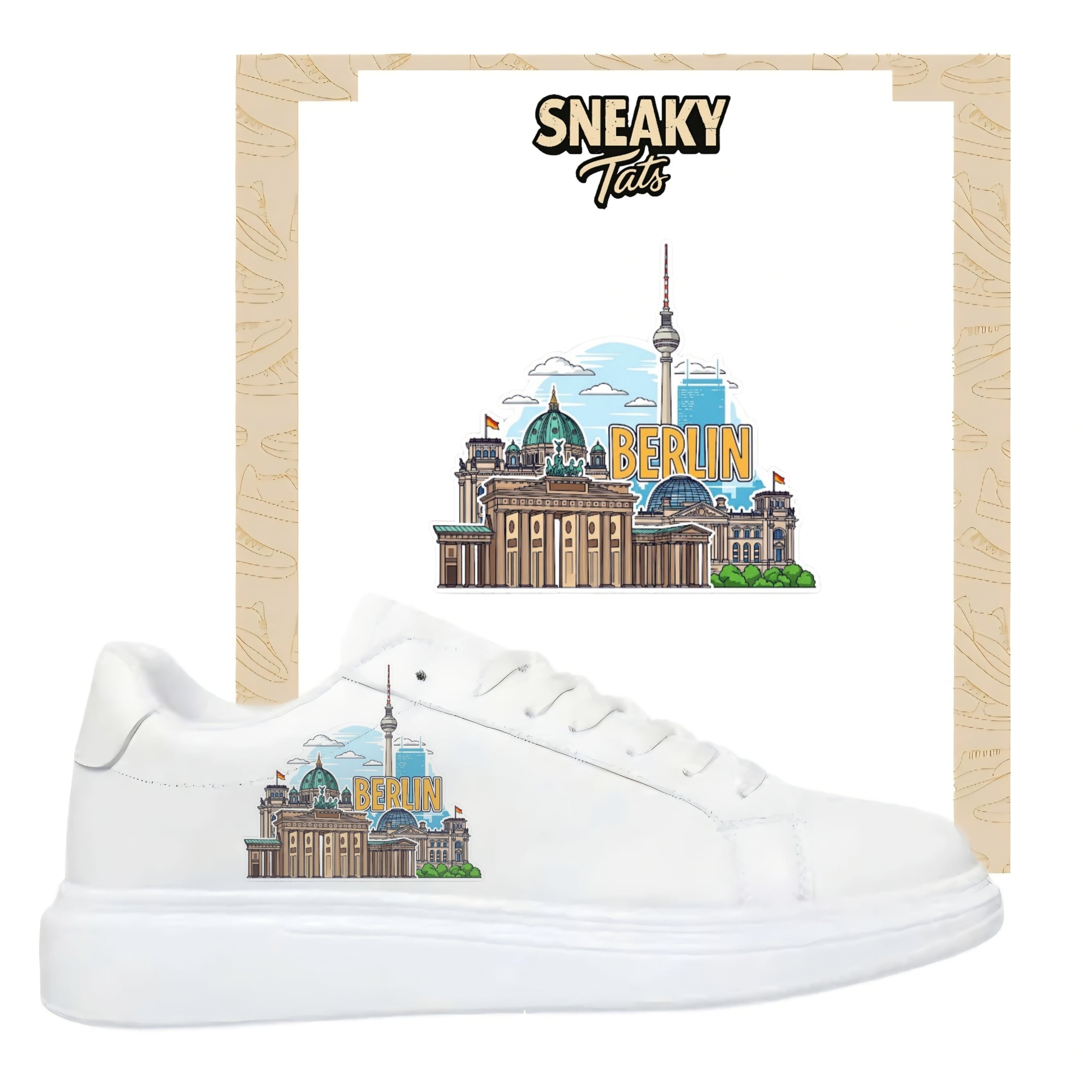 Bügelfolie für alle Schuhe zum personalisieren custom Sneaker Skyline Berlin