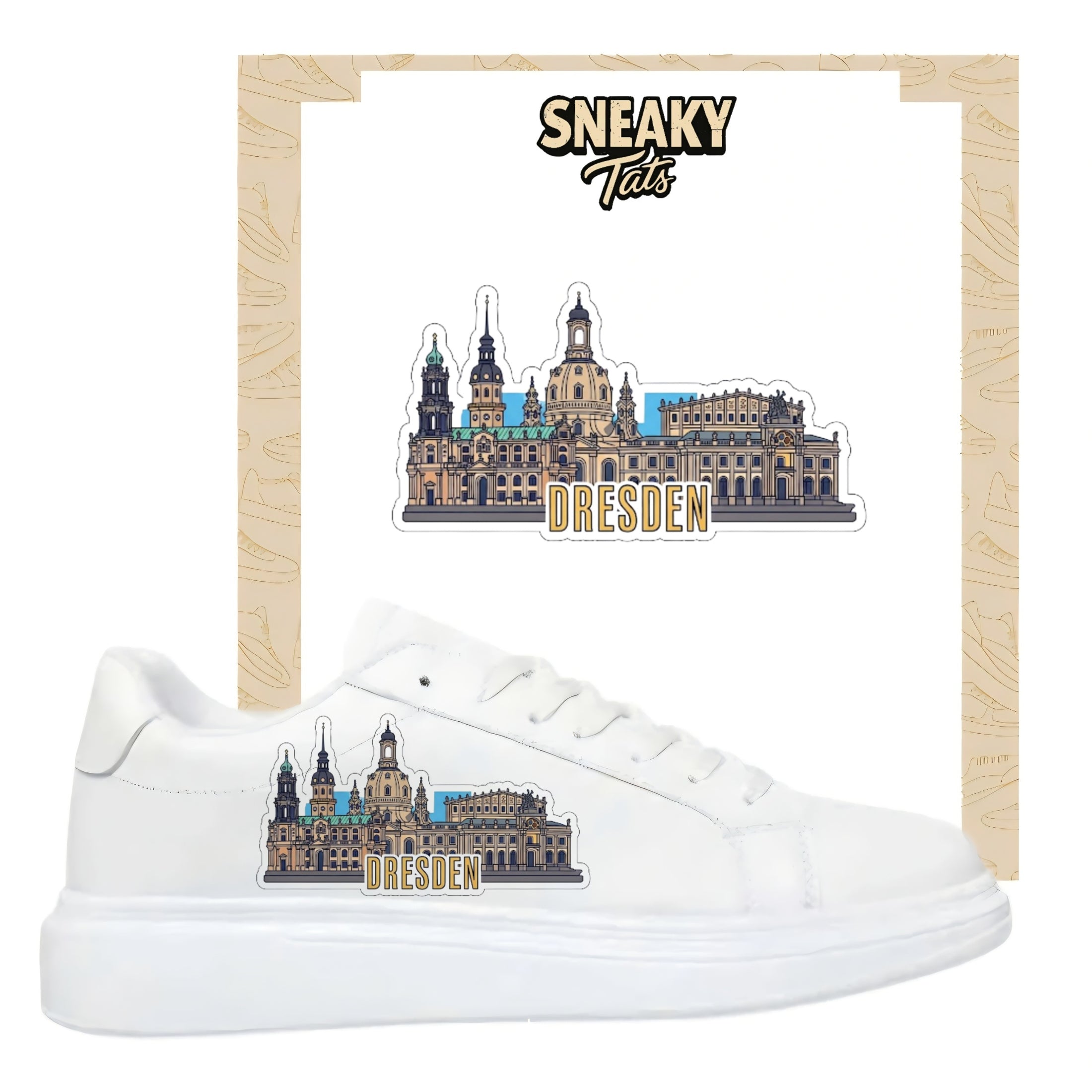 Bügelfolie für alle Schuhe zum personalisieren custom Sneaker Skyline Dresden