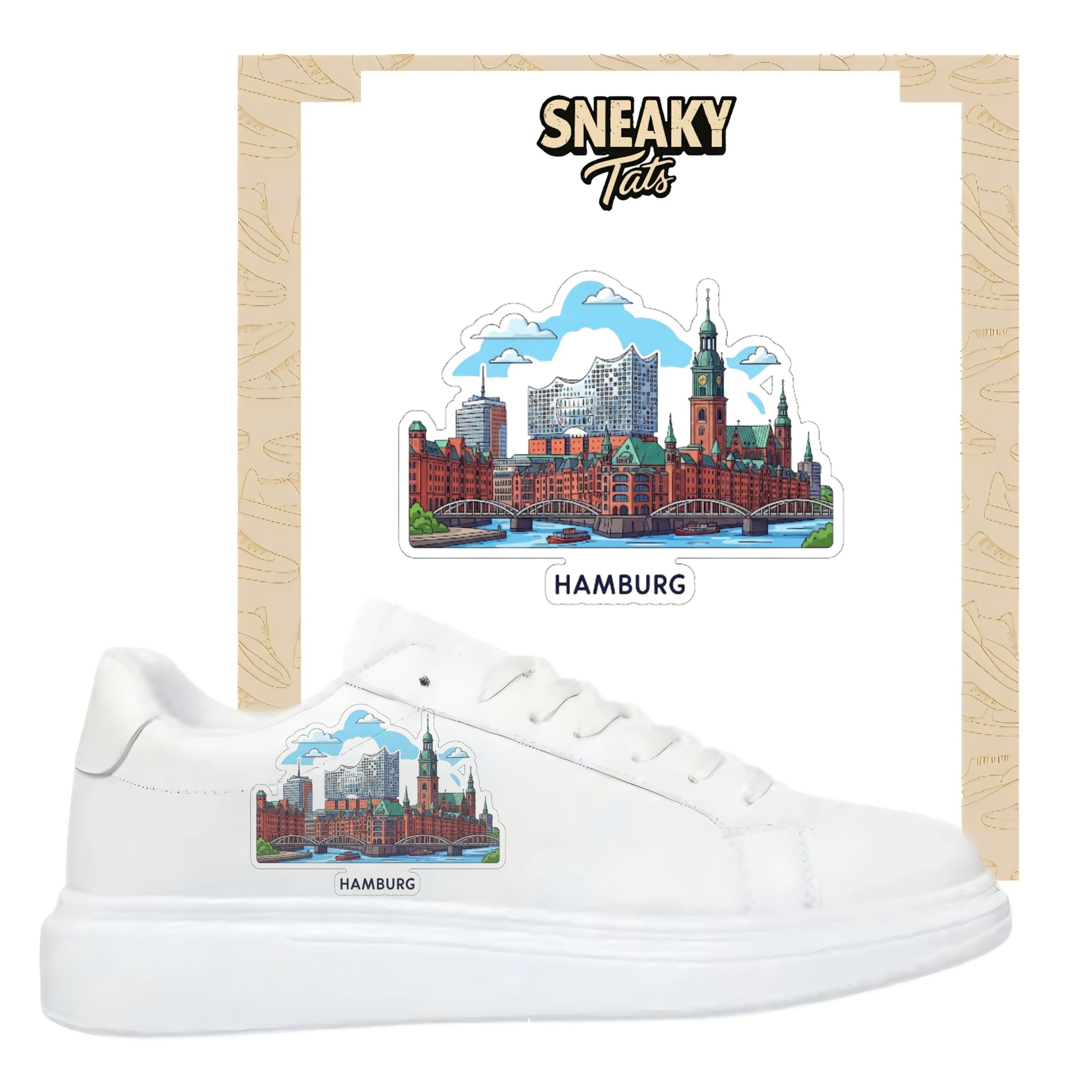 Bügelfolie für alle Schuhe zum personalisieren custom Sneaker Skyline Hamburg