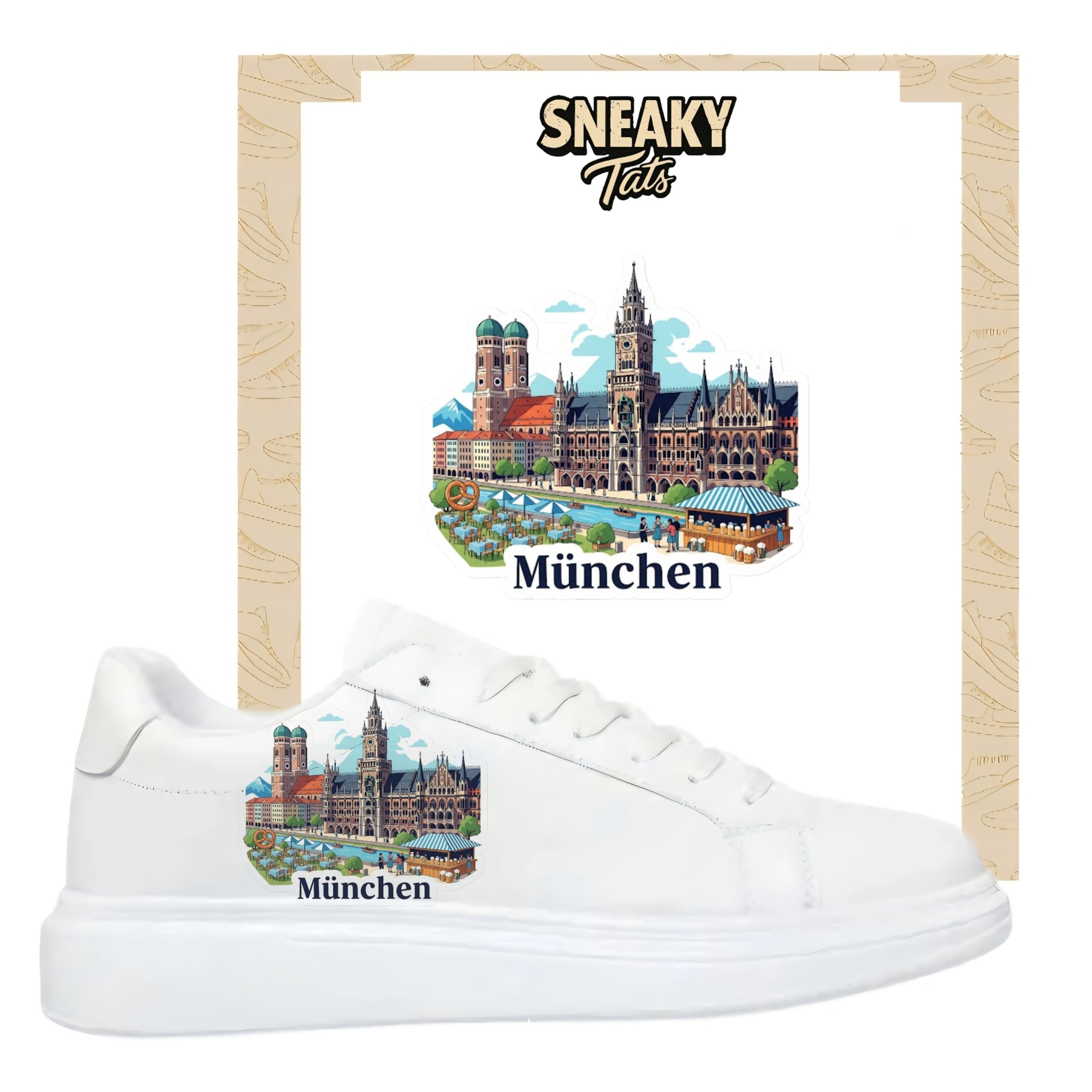 Bügelfolie für alle Schuhe zum personalisieren custom Sneaker Skyline München