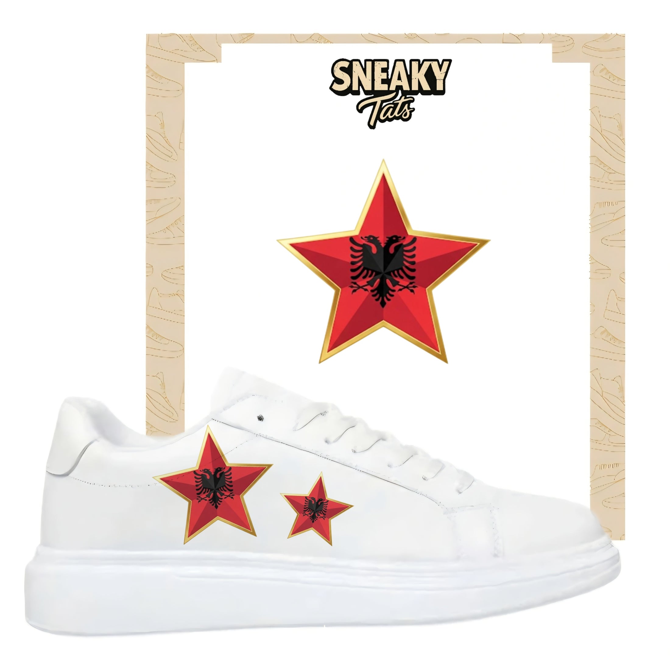 Bügelfolie für alle Schuhe zum personalisieren custom Sneaker Stern Albanien