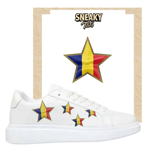 Bügelfolie für alle Schuhe zum personalisieren custom Sneaker Stern Rumänien
