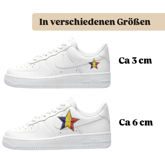 Bügelfolie für alle Schuhe zum personalisieren custom Sneaker Stern Rumänien