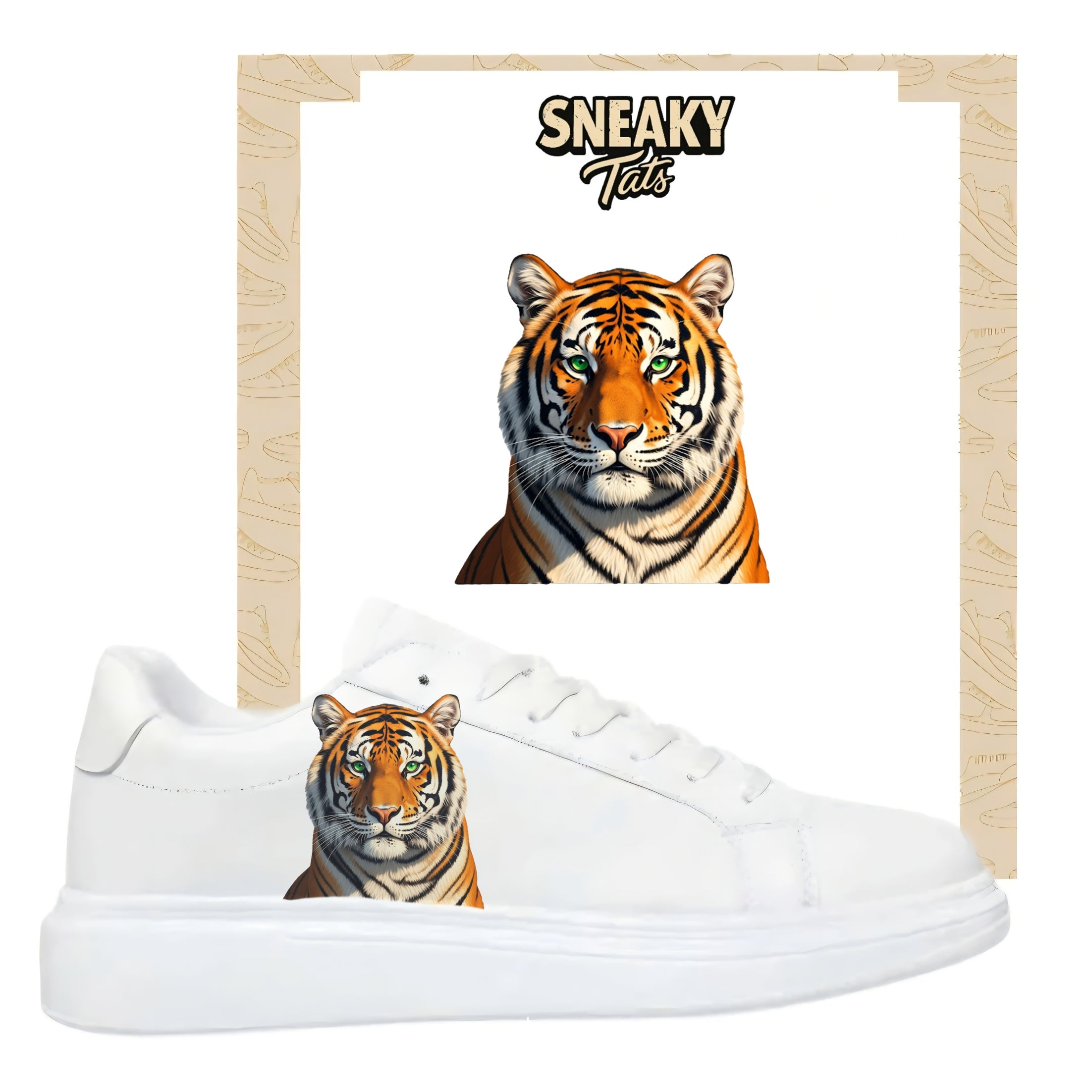 Bügelfolie für alle Schuhe zum personalisieren custom Sneaker Tiger
