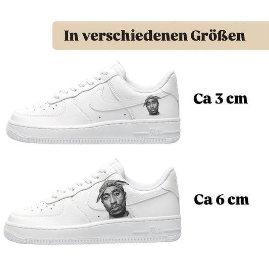 Bügelbilder für verschiedene Sneaker Nike Adidas Tupac