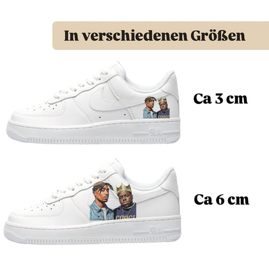 Bügelbilder für verschiedene Sneaker Nike Adidas Tupac und Biggie