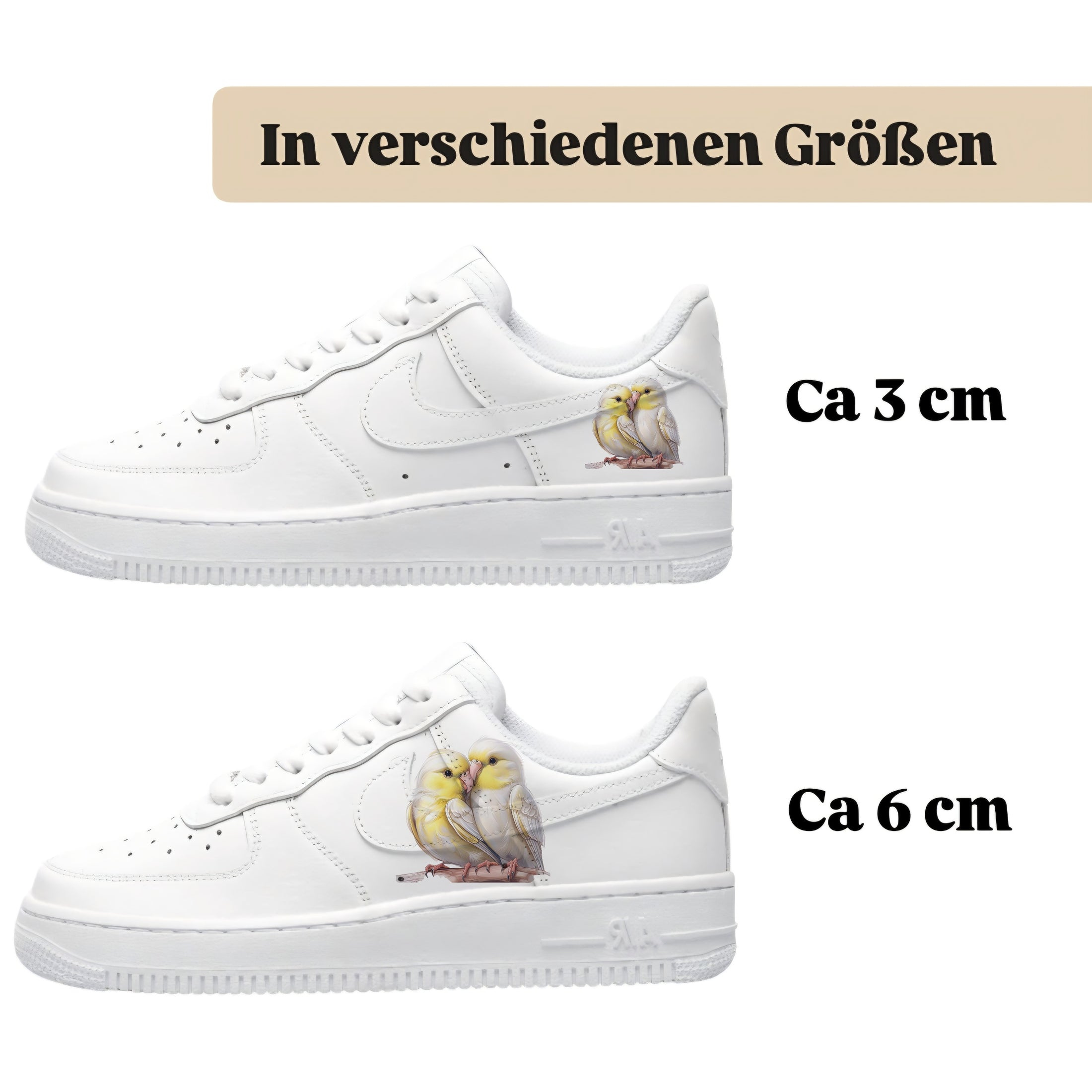 Bügelbilder für verschiedene Sneaker Nike Adidas Vogel