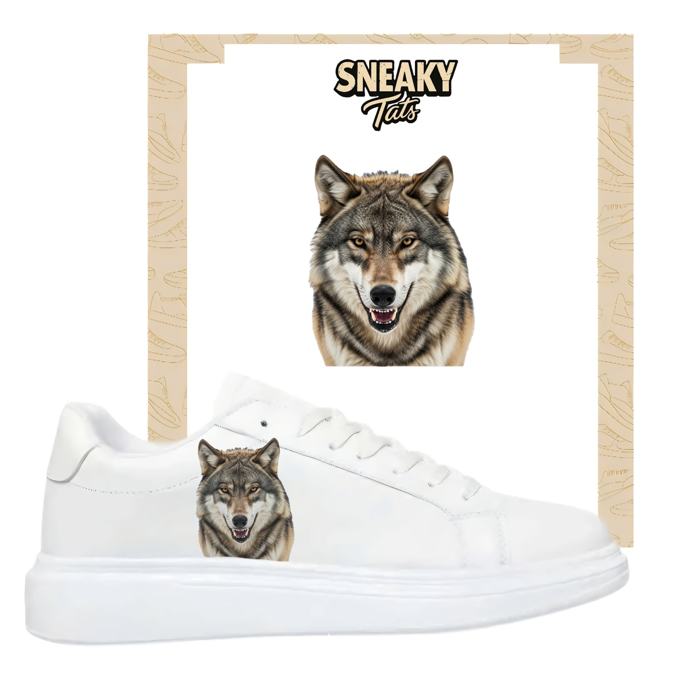 Bügelfolie für alle Schuhe zum personalisieren custom Sneaker Wolf