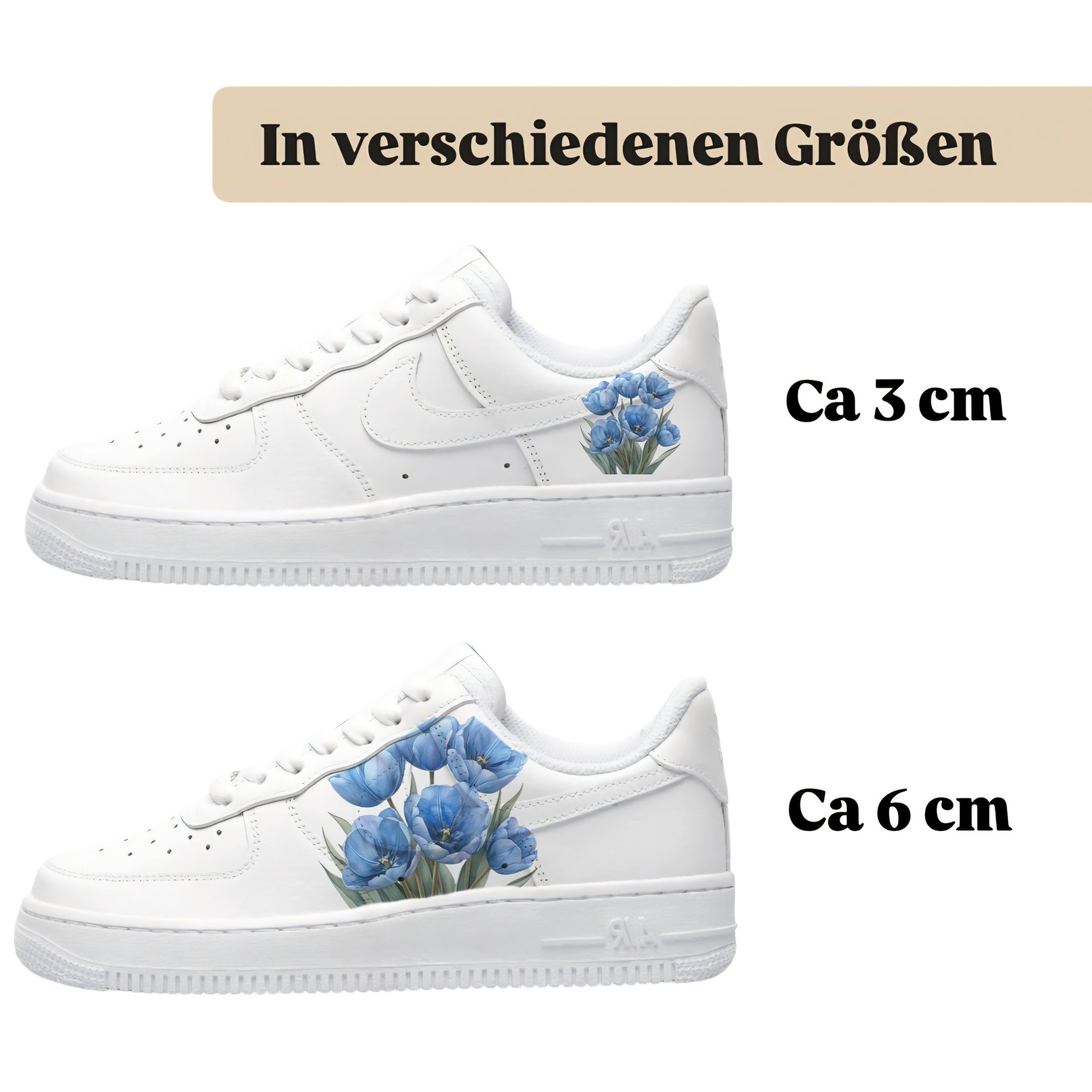 Sneakerfolien für verschiedene Schuhe Nike Adidas Puma blaue Blumen