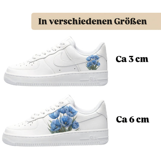 Sneakerfolien für verschiedene Schuhe Nike Adidas Puma blaue Blumen