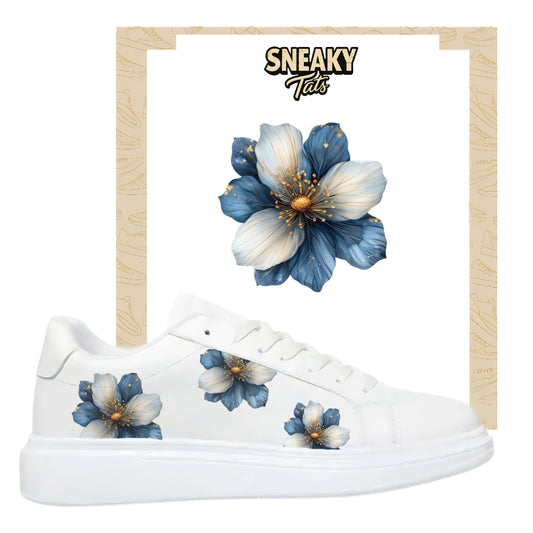 Sneakerfolien für verschiedene Schuhe Puma Adidas Nike Badelatschen blaue Blumen