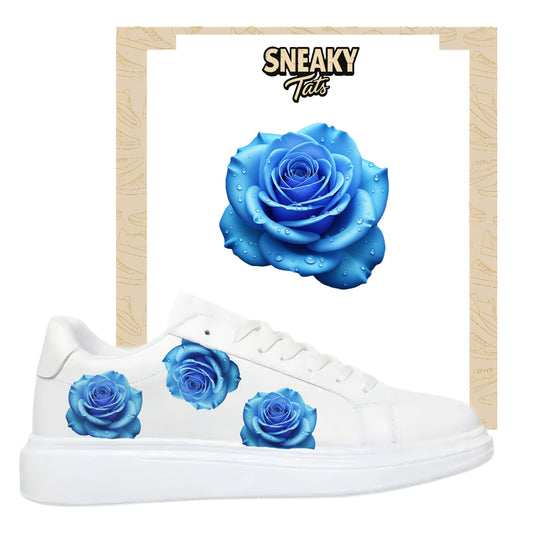 Bügelfolie für alle Schuhe zum personalisieren custom Sneaker blaue Rose