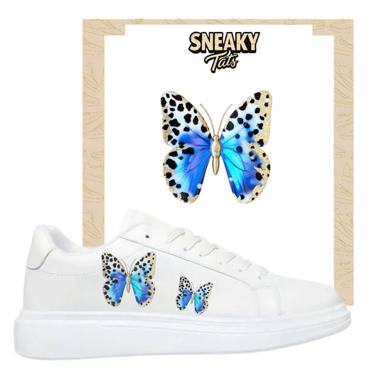 Bügelbilder für mehrere Sneakerarten blaue Schmetterlinge