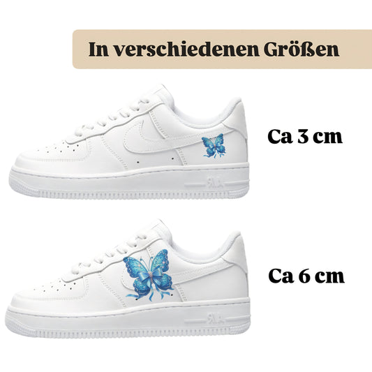 Bügelbilder für mehrere Sneakerarten blaue Schmetterlinge