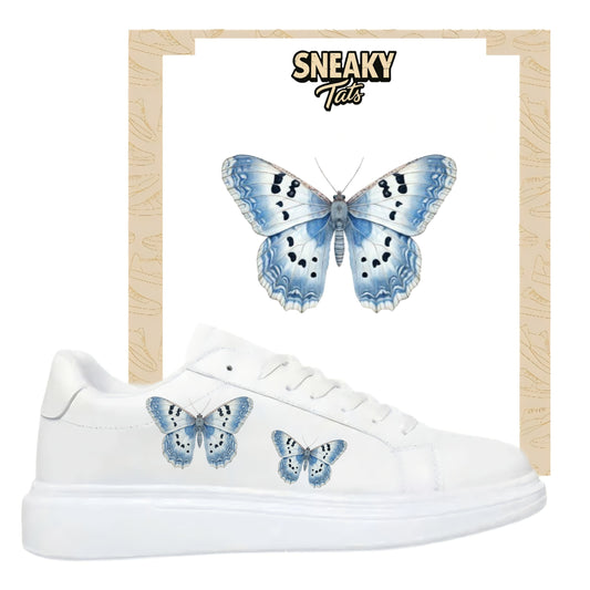 Bügelbilder für mehrere Sneakerarten blaue Schmetterlinge