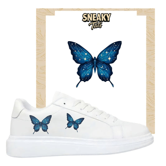 Bügelbilder für mehrere Sneakerarten  
blaue Schmetterlinge