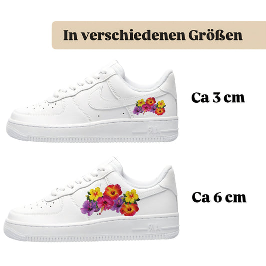 Bügelbilder für verschiedene Sneaker Nike Adias bunte Blumen
