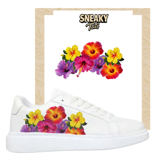 Bügelbilder für verschiedene Sneaker Nike Adias bunte Blumen