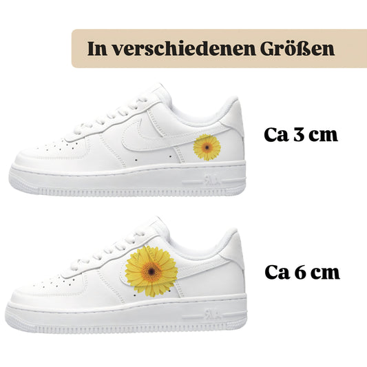 Bügelfolie für alle Schuhe zum personalisieren custom Sneaker gelbe Gerbera