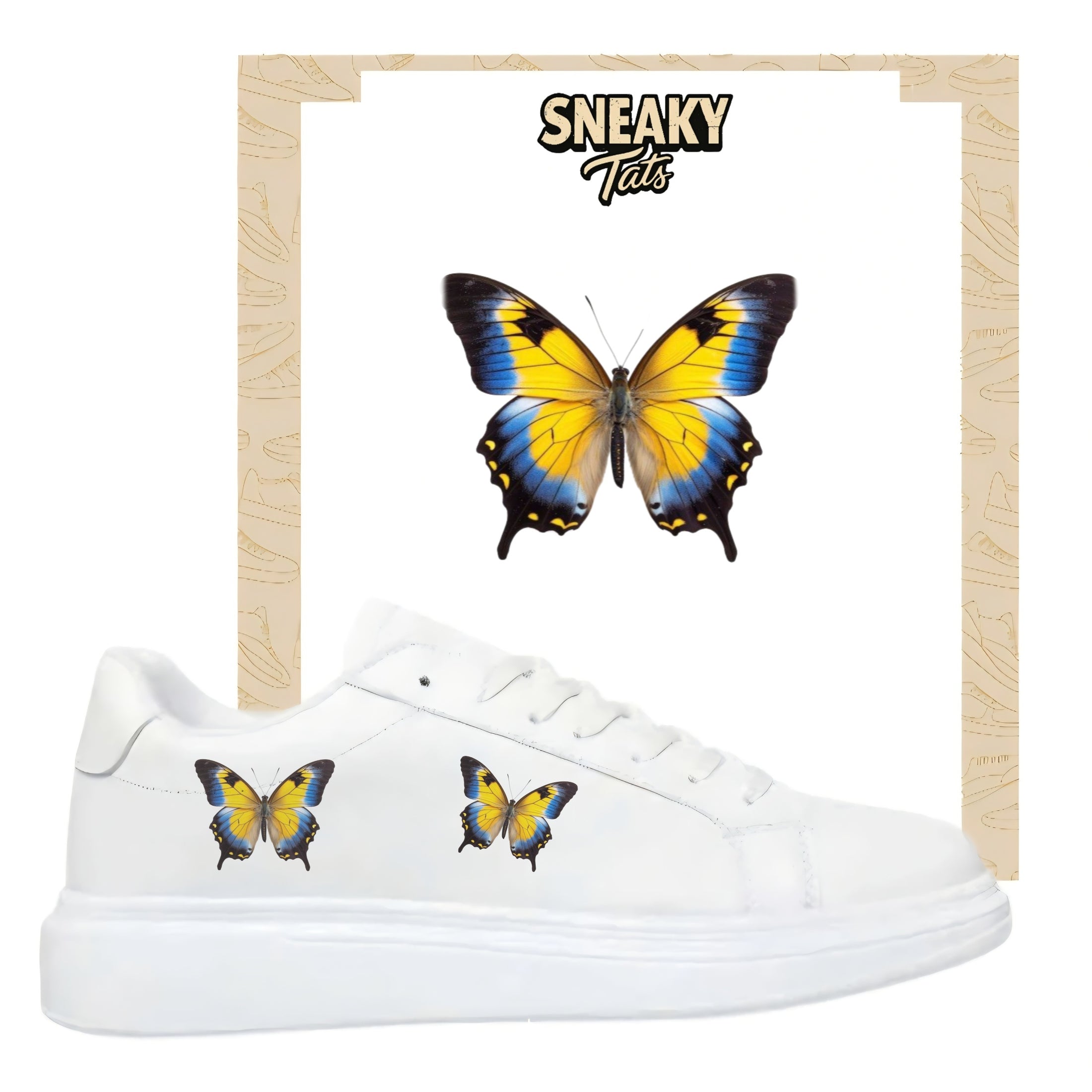 Bügelbilder für mehrere Sneakerarten  gelbe Schmetterlinge