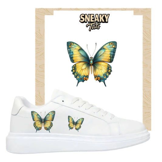 Sneakerfolien für verschiedene Schuhe Puma Adidas Nike Badelatschen gelbe Schmetterlinge