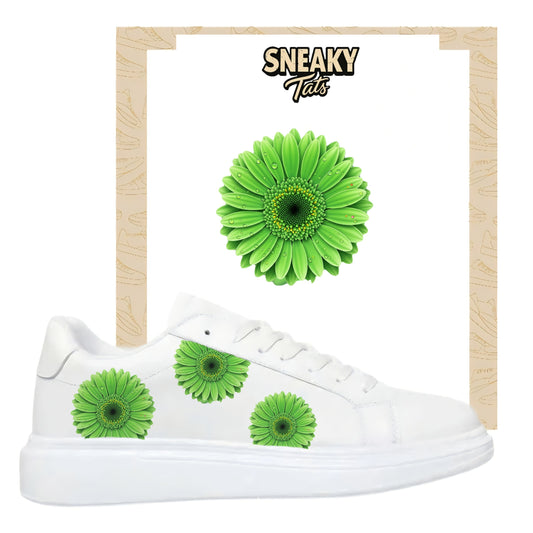 Bügelfolie für alle Schuhe zum personalisieren custom Sneaker grüne Gerbera