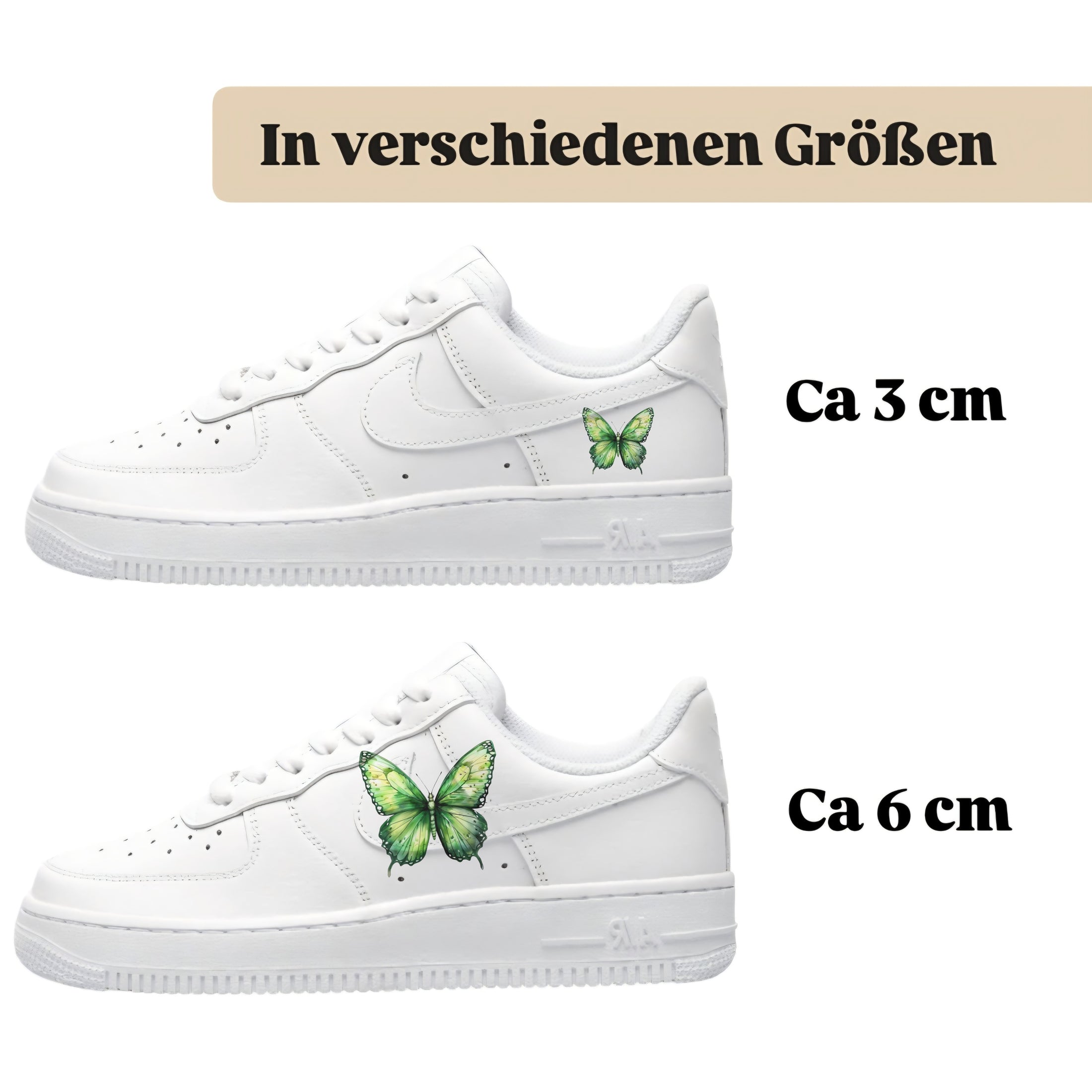 Bügelbilder für mehrere Sneakerarten grüne Schmetterlinge