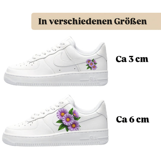 Sneakerfolien für verschiedene Schuhe Puma Adidas Nike Badelatschen lila Gänseblümchen