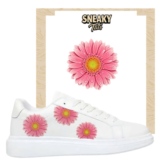 Bügelfolie für alle Schuhe zum personalisieren custom Sneaker rosa Gerbera