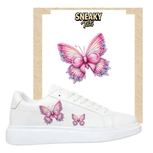 Bügelbilder für mehrere Sneakerarten rosa Schmetterlinge
