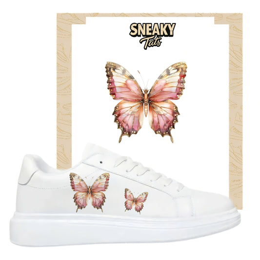 Bügelbilder für mehrere Sneakerarten  
rosa Schmetterlinge