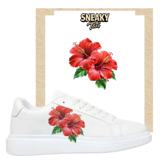 Bügelbilder für mehrere Sneakerarten  
rote Blumen
