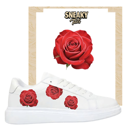 Bügelfolie für alle Schuhe zum personalisieren custom Sneaker rote Rose