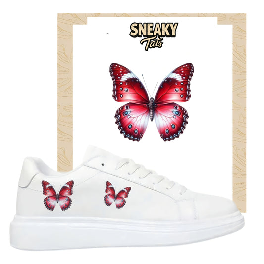 Bügelbilder für mehrere Sneakerarten  rote Schmetterlinge