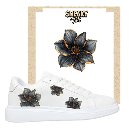 Sneakerfolien für verschiedene Schuhe Puma Adidas Nike Badelatschen schwarze Blumen 