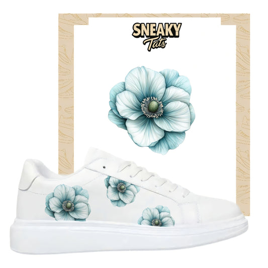 Sneakerfolien für verschiedene Schuhe Puma Adidas Nike Badelatschen türkis Blume
