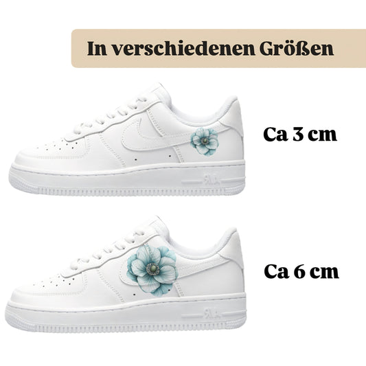 Sneakerfolien für verschiedene Schuhe Puma Adidas Nike Badelatschen türkis Blume