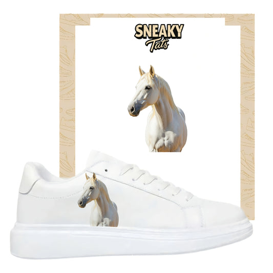 Bügelfolie für alle Schuhe zum personalisieren custom Sneaker weißes Pferd