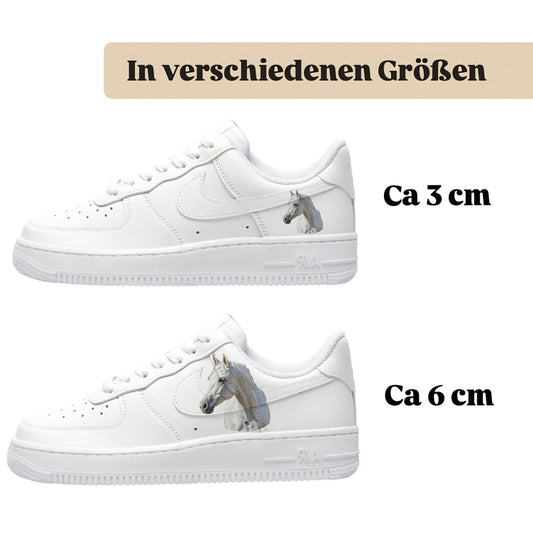 Bügelfolie für alle Schuhe zum personalisieren custom Sneaker weißes Pferd