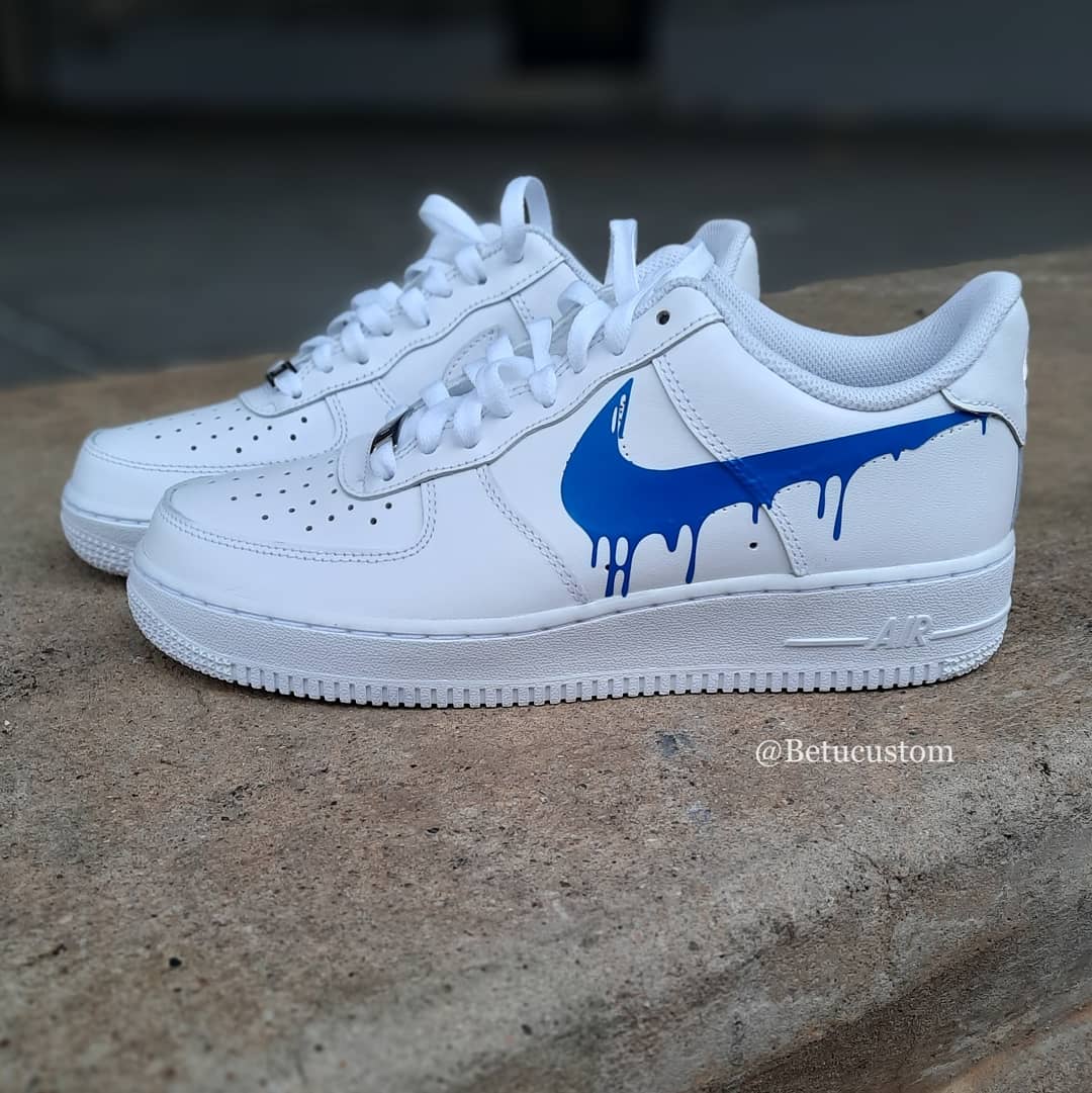 Happy Creative Air Force 1 Drip blue Custom Sneaker