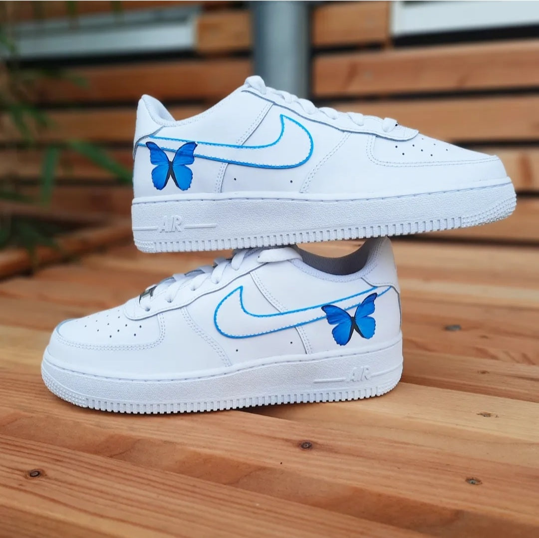 Happy Creative Air Force 1 Blue Butterflies Custom Sneaker